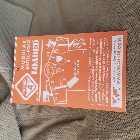 Hazard 4 Loaded ID Centric Modular Patch Polo Shirt In Desert Tan Size S - Picture 3 of 7